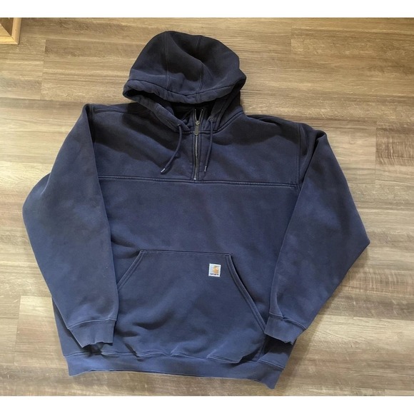 Carhartt Other - Carhartt Hoodie Mens 2XL Blue Fleece Quarter Zip Pullover Sweatshirt Workwear